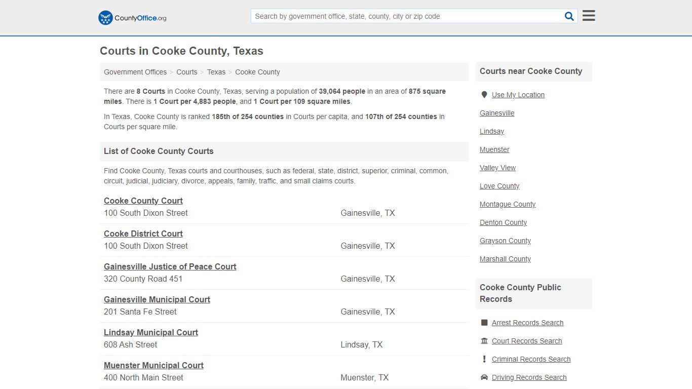 Courts - Cooke County, TX (Court Records & Calendars)